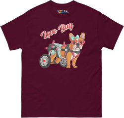 "Love Bug" Female French Bulldog in Donut Skirt Men's Classic Tee | Red & White Colored