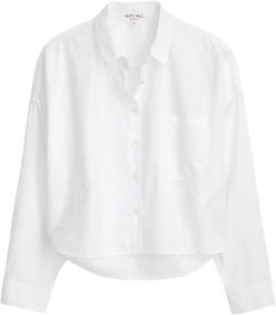 Cropped Jo Shirt in Cotton Poplin