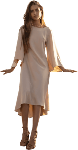 Kate Midi Dress in Silky Satin