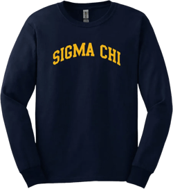 Sigma Chi Navy Long Sleeve Tee with Sewn On Letters