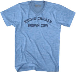 Brown Chicken Brown Cow Adult Tri-Blend V-neck T-shirt