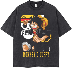 Youth men ONE PIECE oversize Faded Vintage T Shirts Anime