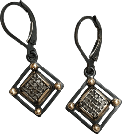 Geometric earrings with 14k accent- square