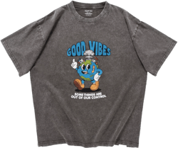 (ZT1628) Good Vibes Retro Graphic Tee