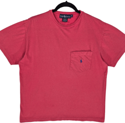 Vintage Polo Ralph Lauren 90's Coral Pink USA Made Cotton Tee Shirt Size S