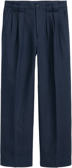 Daniel Pleated Trouser In Linen Herringbone