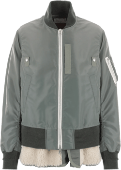 nylon and faux shearling padded bomber jacket
