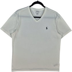 Polo Ralph Lauren White Basic V Neck Cotton Tee Shirt Size M