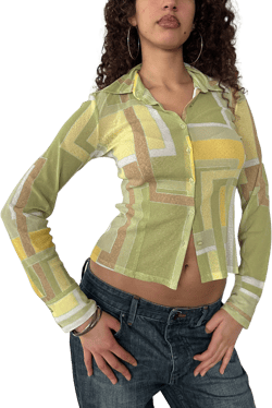 MESH GEOMETRIC SHIRT ◦ SIZE S