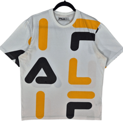 FILA White All Over Pattern Cotton Tee Shirt Size M
