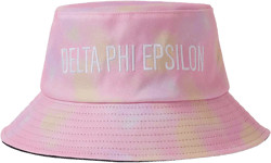 Delta Phi Epsilon Bucket Hat - Tie Dye - Embroidered Logo