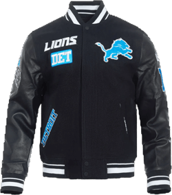 Men's Pro Standard Detroit Lions Area Code Rib Wool Varsity Jacket