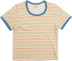 Mollusk Womens Ringer T-Shirt - Red / Gold / Green Stripe