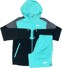Nike UV Windrunner Jacket Turquoise Black & Nike 7” Challenger Shorts Turquoise Set