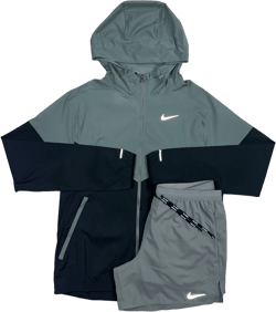 Nike UV Windrunner Jacket Black/Grey & Nike 7” Flex Stride Shorts Grey Set