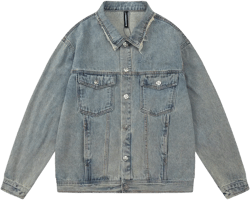 Men Denim Jacket Men's Denim Jacket Spring and Autumn Washed Worn Coat
