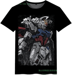 Fashion GUNDAM Anime Black Tops Unisex Short Sleeve Casual