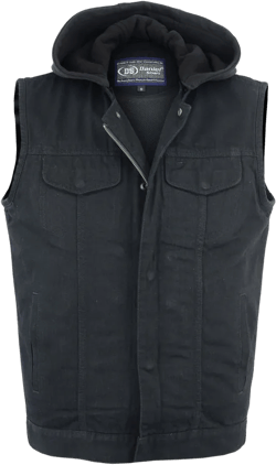 DM Men's Black Denim Single Back Panel Concealment Vest w/Rem
