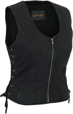 DM Women's Stylish Black Denim Vest