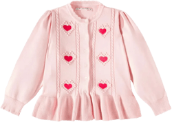 Soleil Heart Knit Cardigan (Silver Pink)