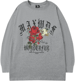 Men Long Sleeve Shirt T-shirt Men's and Women's Autumn and Winter Rose Letter Print Loose Design