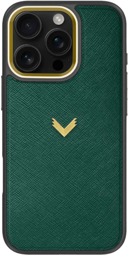 Velante Women's Green Calf Leather Phone Case, Saffiano Texture