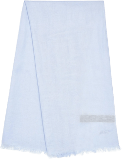 Brioni Men's Blue Linen-Silk Logo Scarf