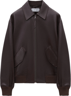 Loewe Men's Black Leather Aviator Jacket