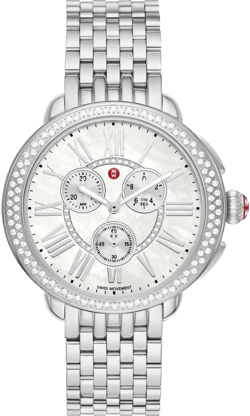 Michele Women's Metallic Serein Diamond Bracelet Chronograph Watch, 40Mm X 38Mm