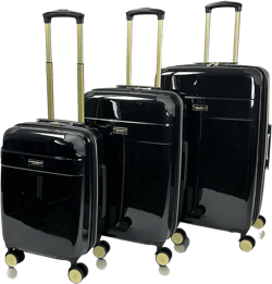 Jenni Chan Women's Black Entin 3pc Hardside Spinner Set