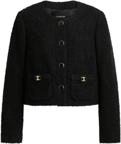 COACH Women's Black Heritage C Boucle Jacket