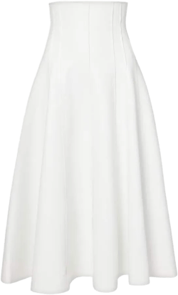 Norma Kamali Women's White Faux Leather Midi Skirt
