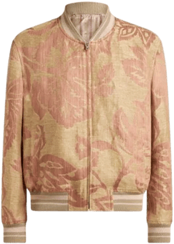 Etro Men's White Linen Bomber Jacket With Floral Print