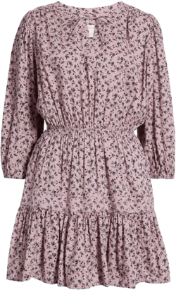 Treasure &amp; Bond Women's Red Print Tie Neck Minidress