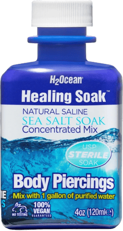 H2Ocean LLC H2Ocean Healing Soak Saline Solution for Piercing Aftercare Sea Salt Wound Wash 4 oz