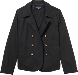 Tommy Hilfiger Women's Solid Chino Fabric Military Jacket Large Black