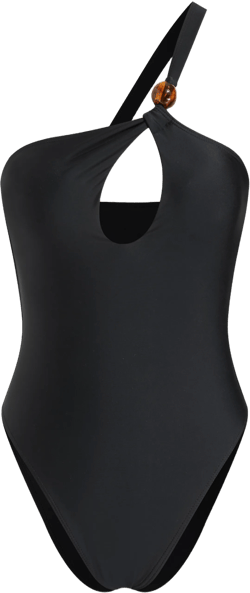 Shaping Asymmetrical Neck Cut Out One Piece Swimsuit