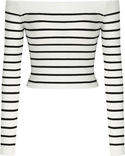 Off-shoulder Stripe Knitted Long Sleeve Knitted Top