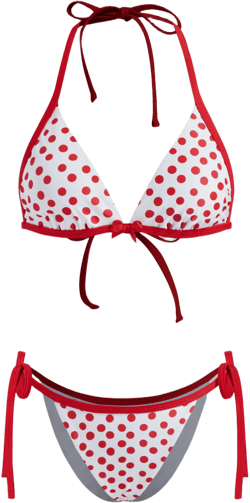 V-neck Polka Dot Bowknot Halter Tie Side Bikini Set