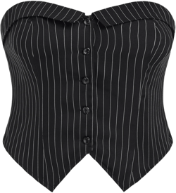 Striped Fold Over Button Tube Crop Top Curve & Plus