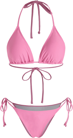 V-neck Solid Bracelet Tie Side Bikini Swimsuit