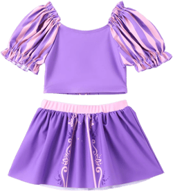 Disney Princess Girls Swimsuit Two-Piece Tankini Set Cute Bathing Suit for Beach, Pool, and Birthday Parties