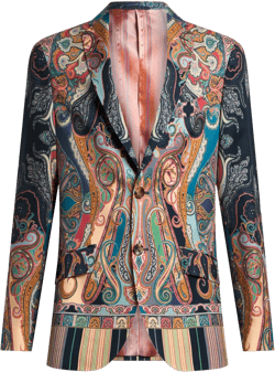 Floral Paisley Blazer In Navy Blue