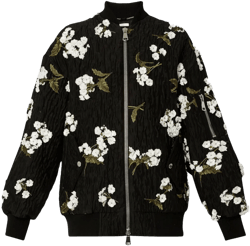 floral-appliqué bomber jacket
