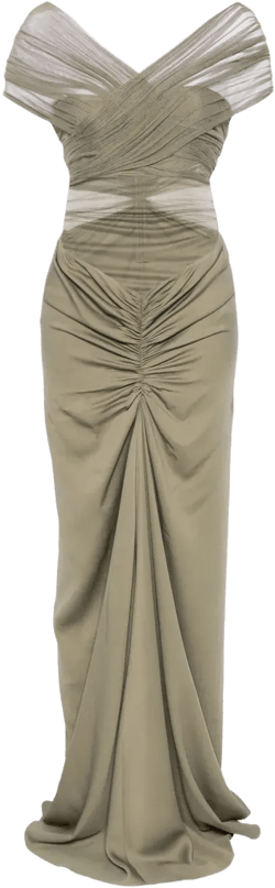crossed tulle maxi dress