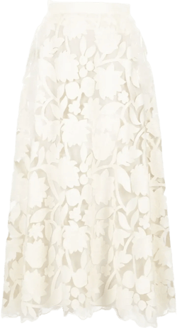 tulle embroidered midi skirt