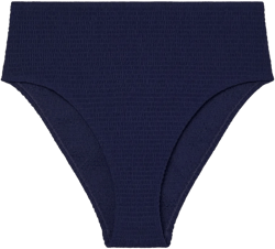 smocked high-waist bikini bottom
