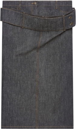 double-belt denim skirt