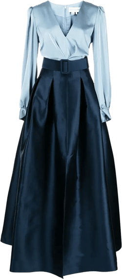 Zoe belted satin gown