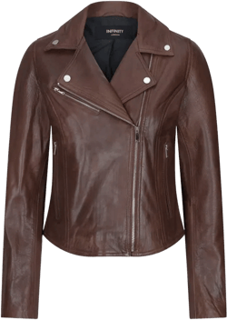 Leather Biker Jacket In Brown
